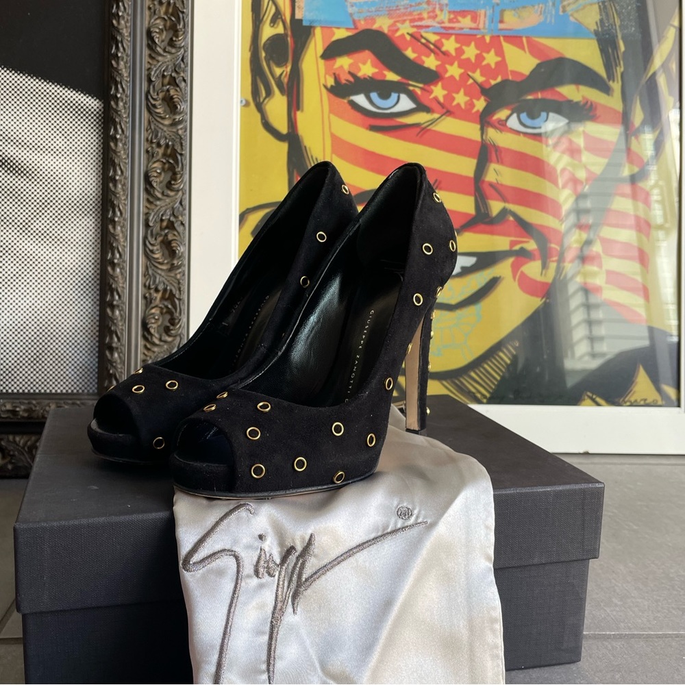 Giuseppe Zanotti black with gold studs.